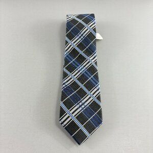Pronto Uomo Grey / Blue Plaid Men's Tie 3" x 60" NWT